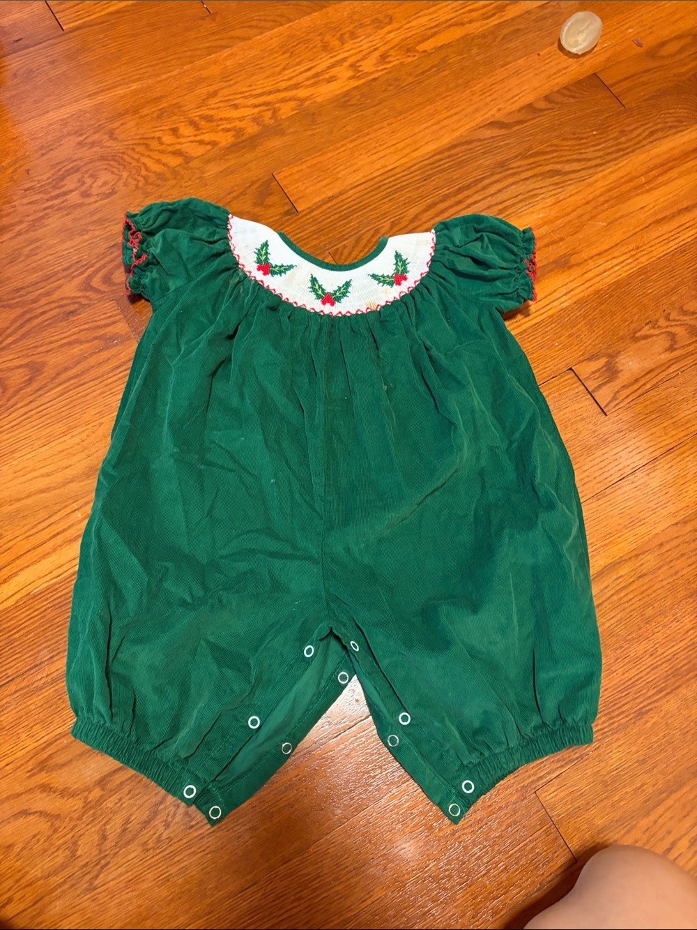 Classic Green Holiday Baby Romper